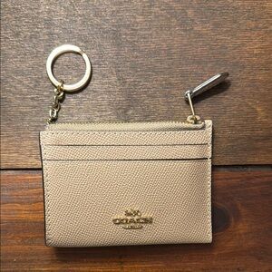 Coach Beige Leather Keychain Wallet